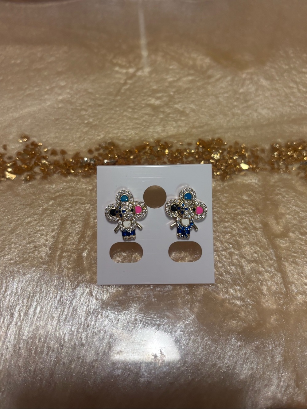 Kids Multi-Color Flower Stud Earrings - Cute Crystal Accent